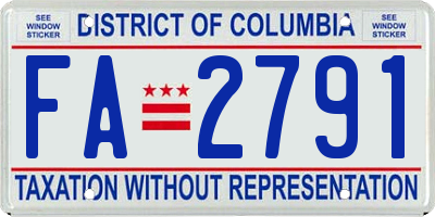 DC license plate FA2791