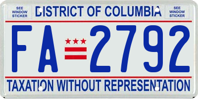 DC license plate FA2792