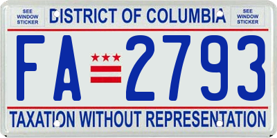 DC license plate FA2793