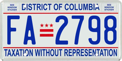 DC license plate FA2798