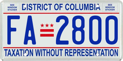 DC license plate FA2800