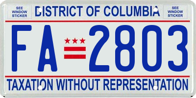 DC license plate FA2803