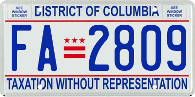 DC license plate FA2809