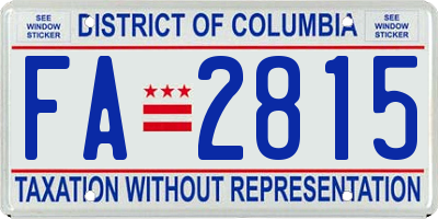 DC license plate FA2815