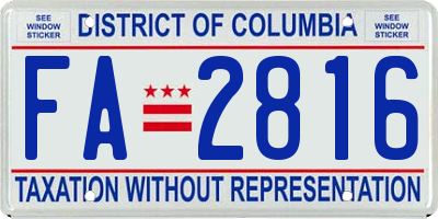 DC license plate FA2816