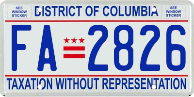 DC license plate FA2826