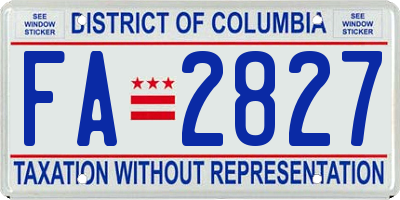 DC license plate FA2827