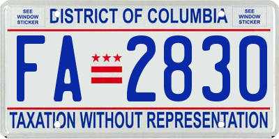 DC license plate FA2830