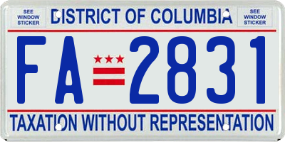 DC license plate FA2831