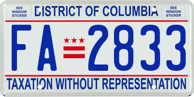 DC license plate FA2833