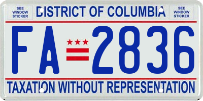 DC license plate FA2836