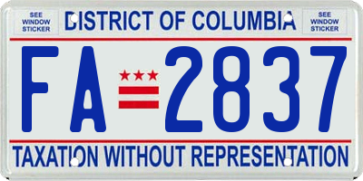 DC license plate FA2837