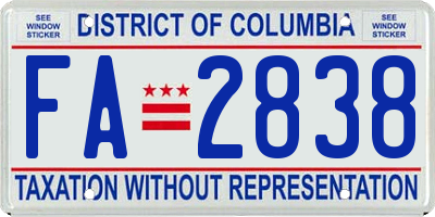 DC license plate FA2838