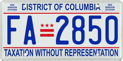 DC license plate FA2850