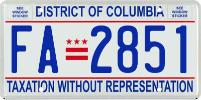 DC license plate FA2851