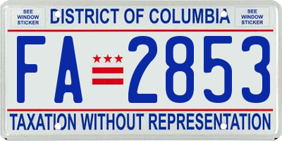 DC license plate FA2853