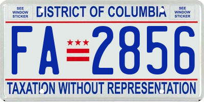 DC license plate FA2856