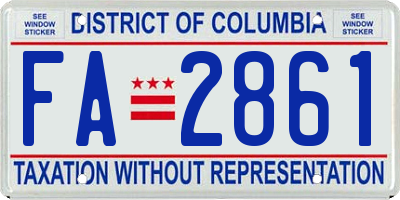 DC license plate FA2861