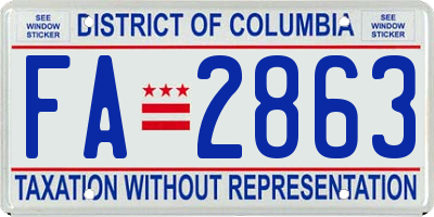 DC license plate FA2863