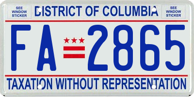 DC license plate FA2865