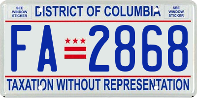 DC license plate FA2868