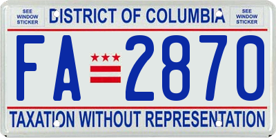 DC license plate FA2870