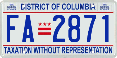 DC license plate FA2871