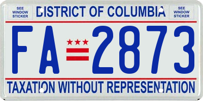 DC license plate FA2873