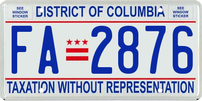 DC license plate FA2876