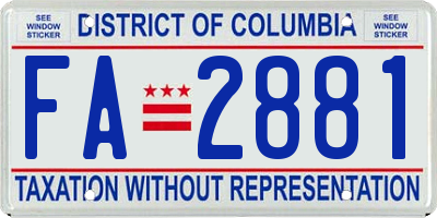 DC license plate FA2881