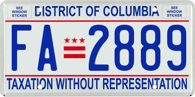 DC license plate FA2889