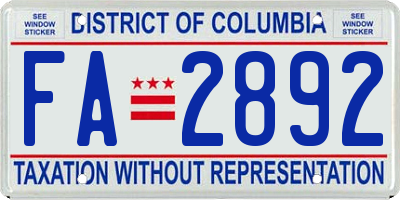 DC license plate FA2892