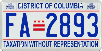 DC license plate FA2893