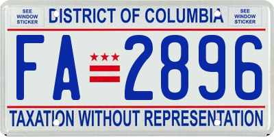 DC license plate FA2896