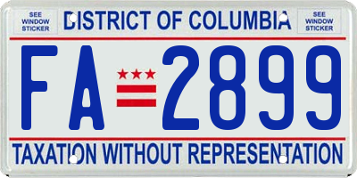 DC license plate FA2899