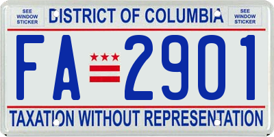 DC license plate FA2901