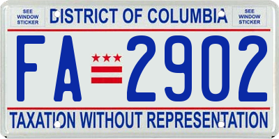 DC license plate FA2902