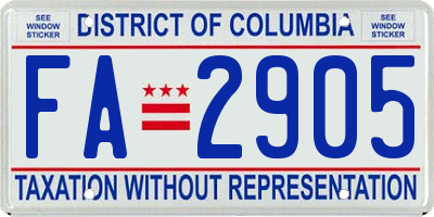 DC license plate FA2905