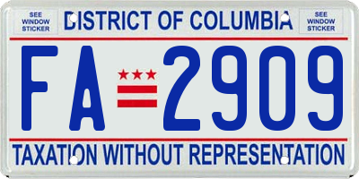 DC license plate FA2909