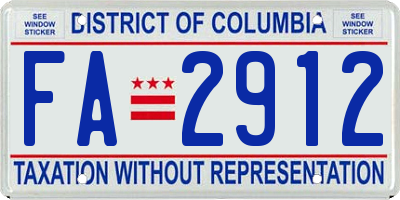 DC license plate FA2912