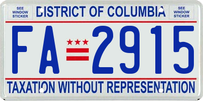 DC license plate FA2915