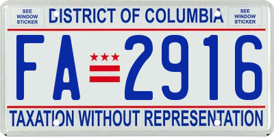 DC license plate FA2916