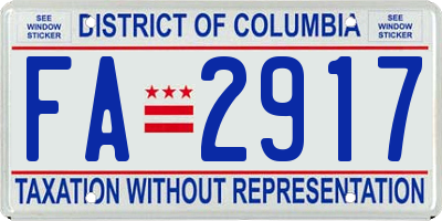 DC license plate FA2917