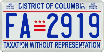 DC license plate FA2919