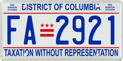 DC license plate FA2921