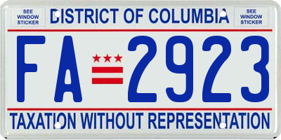 DC license plate FA2923