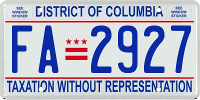 DC license plate FA2927