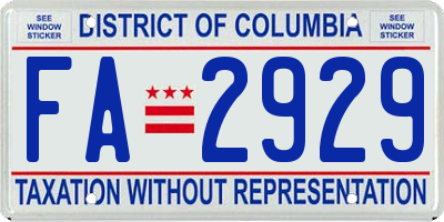 DC license plate FA2929