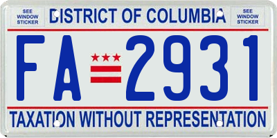 DC license plate FA2931