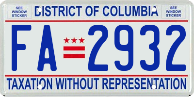 DC license plate FA2932